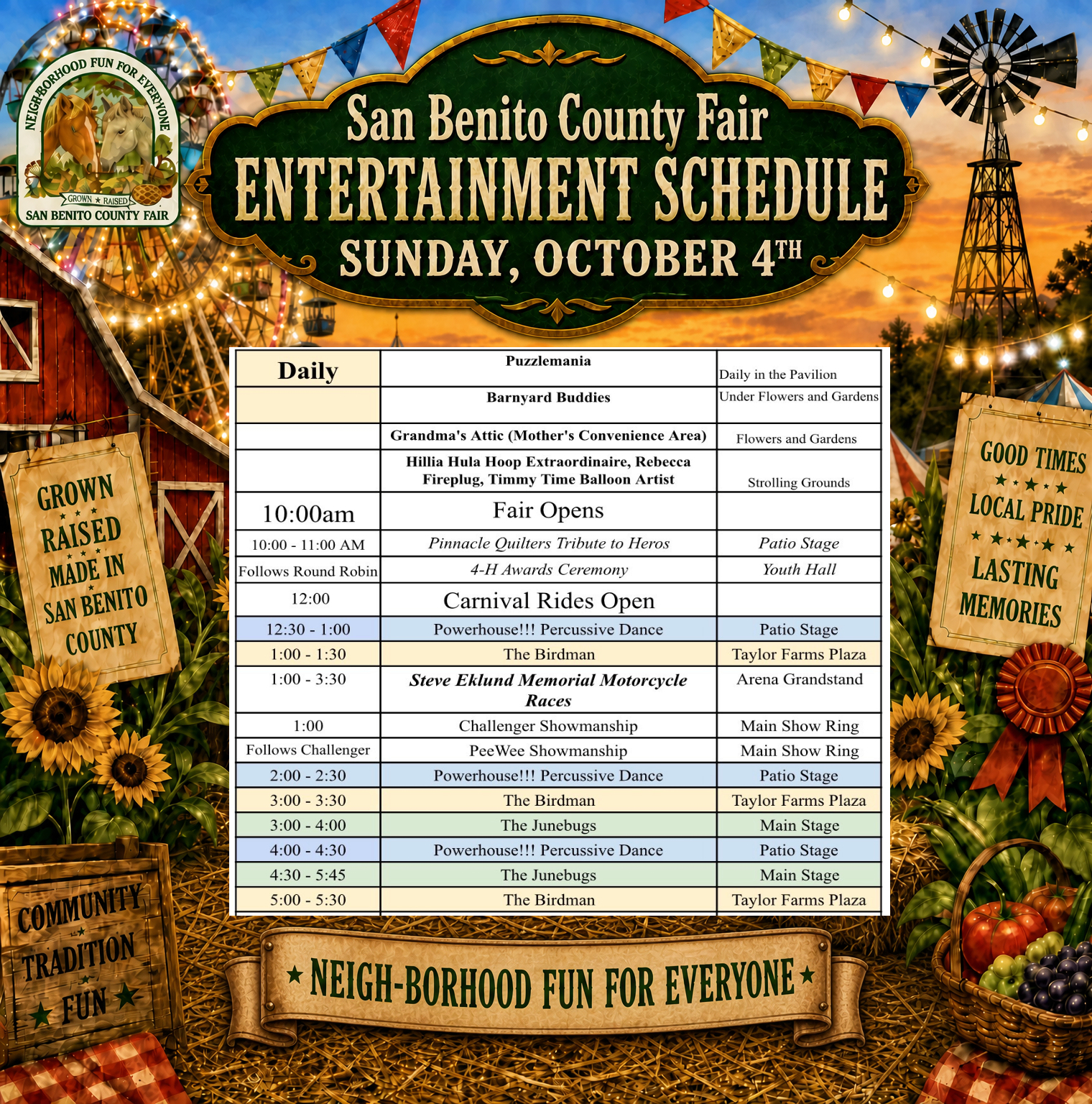 Sunday schedule